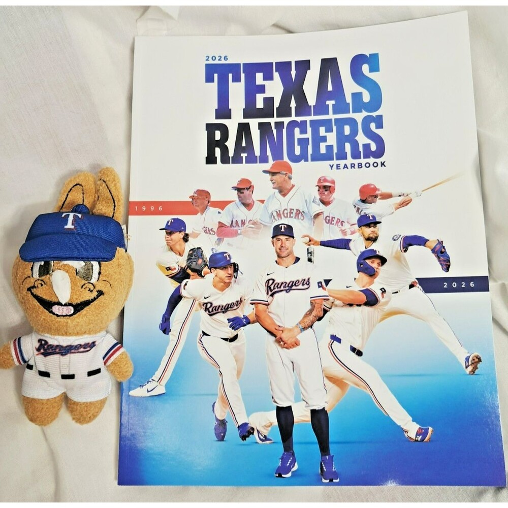 Texas Rangers 2026 Baseball Yearbook and Captain Plush Keychain Set New